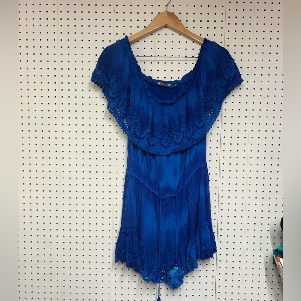 Ramy Brook Off The Shoulder Vibrant Blue Mini Dress